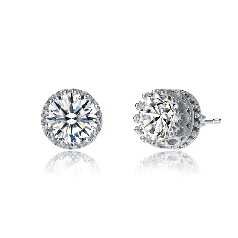 Multi-layer earrings for women-Monfort Moissanite Crown Stud Earrings