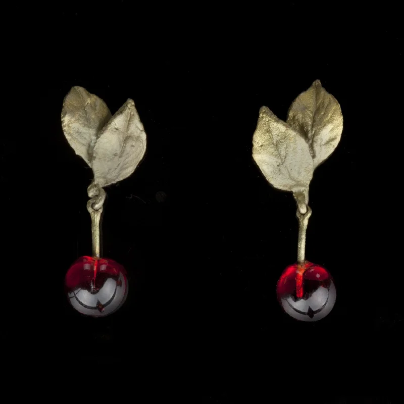 Heart-shaped earrings for women-Morello Cherry Earrings