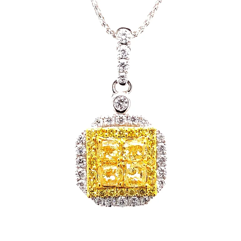 Diamond chain necklace for women-Fancy Yellow Diamond Pendant