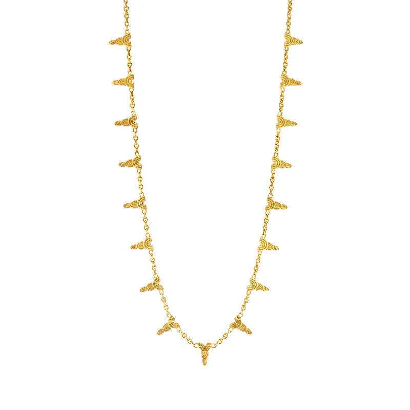 Wedding day necklace for women-Cleopatra Ra Necklace, 16"+2" - Gold