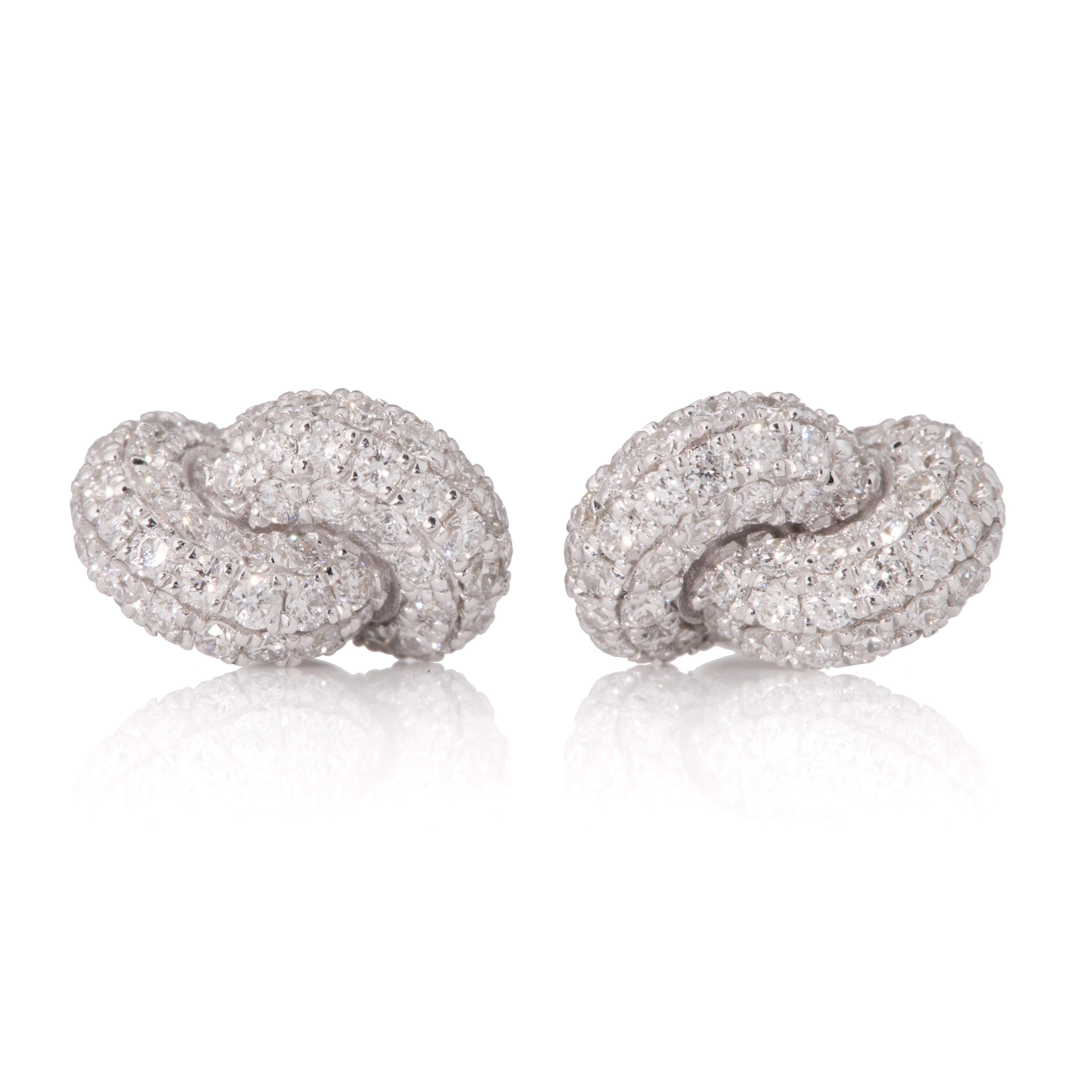 Hoop earrings with diamonds for women-Petite Nouer Pave Knot Studs