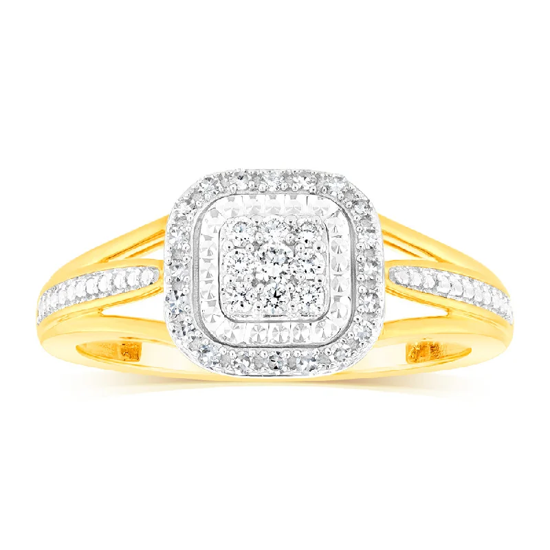 Diamond eternity engagement ring for women-Luminesce Lab Grown 9ct Yellow Gold Ring in 35 diamonds