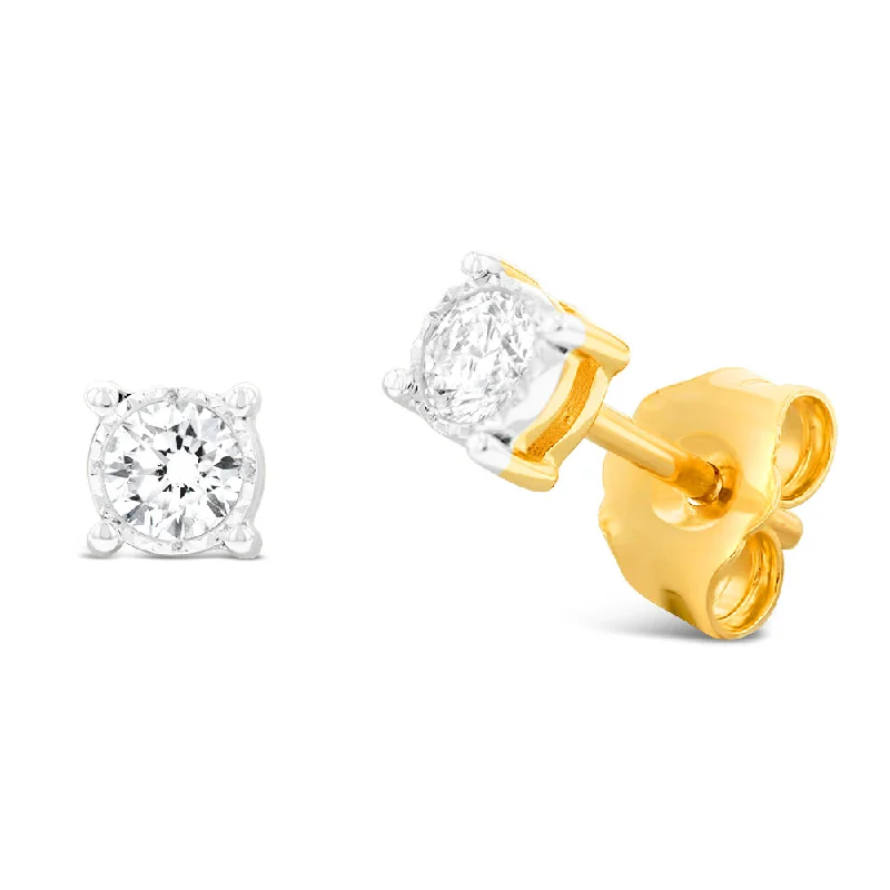 Custom engagement ring set for women-Luminesce Lab Grown Diamond 1/5 Carat Studs in 9ct Yellow Gold