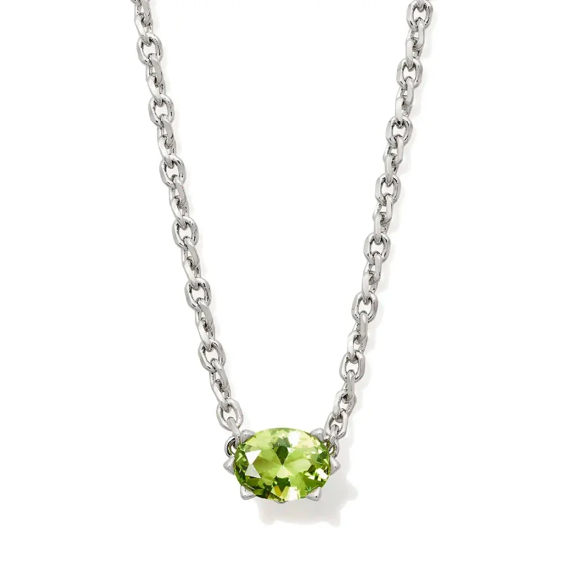 Boho necklace for women-Kendra Scott | Cailin Silver Pendant Necklace in Green Peridot Crystal