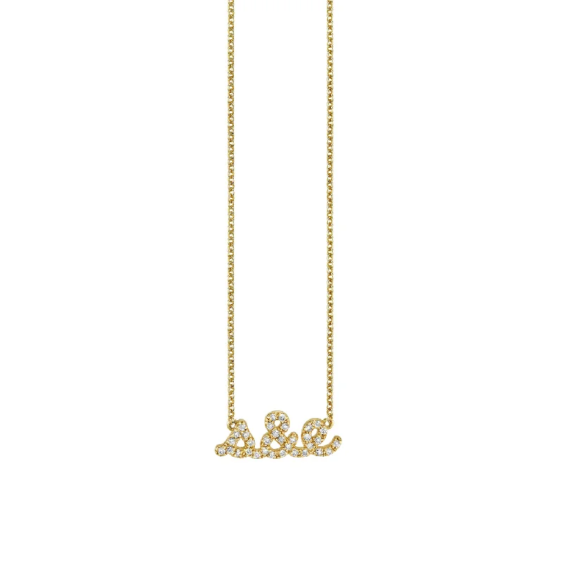 Long diamond necklace for women-Gold & Diamond Small Custom Script Ampersand Icon Necklace