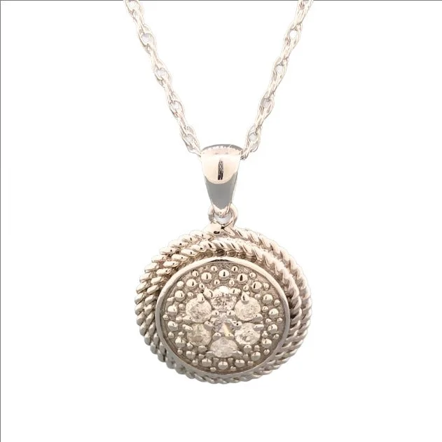 Layered necklace for women-Sterling Silver 0.33cttw Diamond Circle Rope Necklace