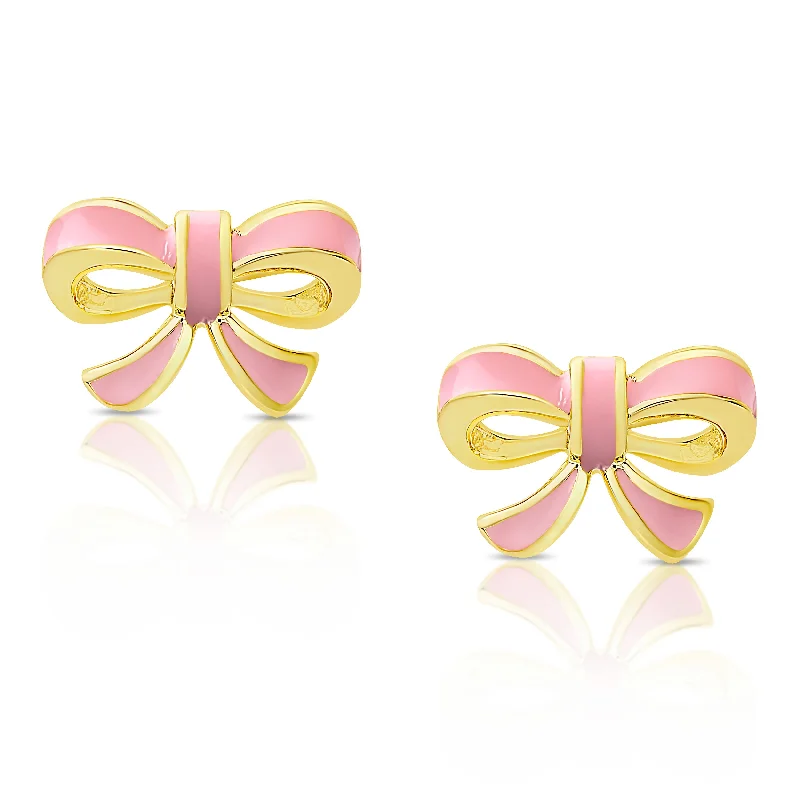 Ruby earrings for women-Bow Stud Earrings