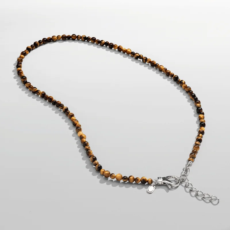 Trendy necklace for women-Tigers Eye Beaded Necklace