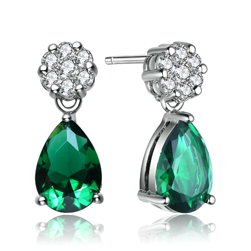 Diamond stud earrings for women-Constance Lush Green Teardrop Earrings