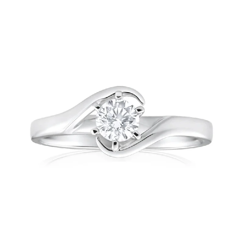 Customizable engagement ring for women-9ct White Gold Solitaire Ring With 3/8 Carat 6 Claw Set Diamond