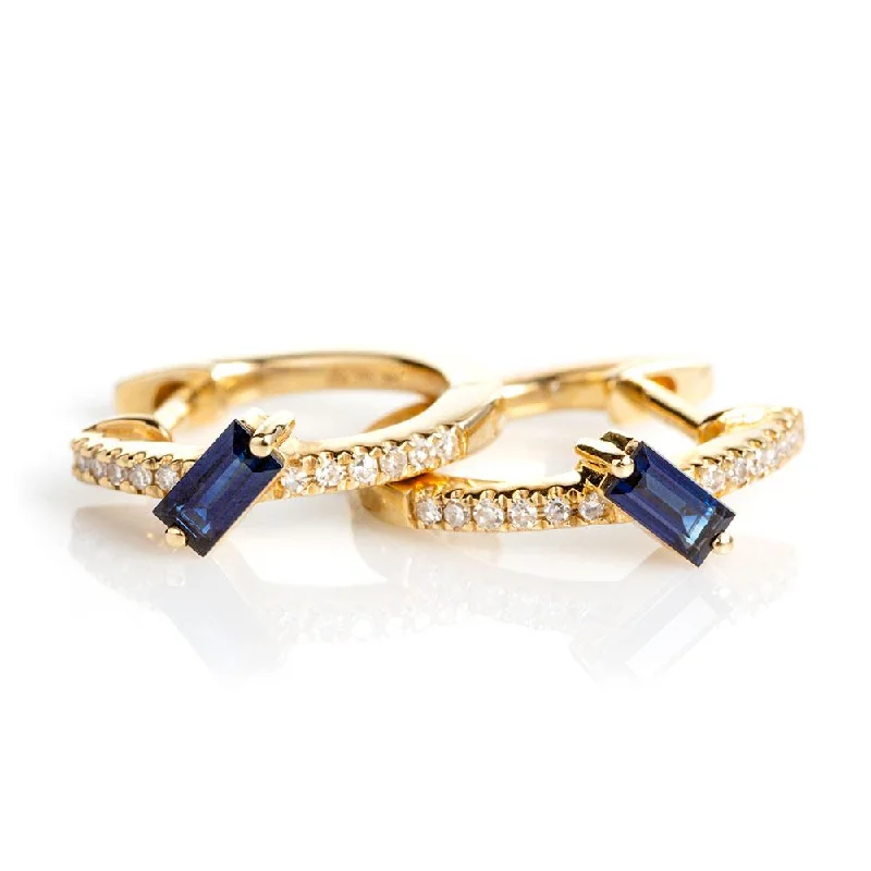 Stud earrings for women-Joie Sapphire Baguette Huggies