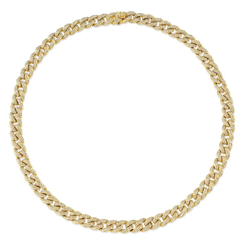 Choker necklace for women-Gold & Small Diamond Link Necklace