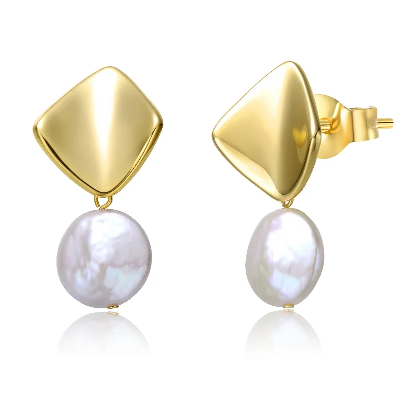 Stud earrings for women-Brigitte Golden Argyle Pearl Earrings