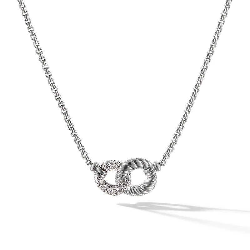 Engagement necklace for women-Belmont® Curb Link Necklace in Sterling Silver with Diamonds\, 20mm