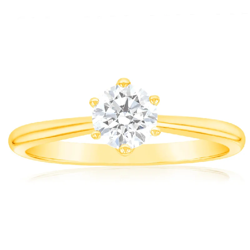 Custom-made engagement ring for women-Luminesce Lab Grown 3/4 Carat Diamond Solitaire Ring set in 14ct Yellow Gold