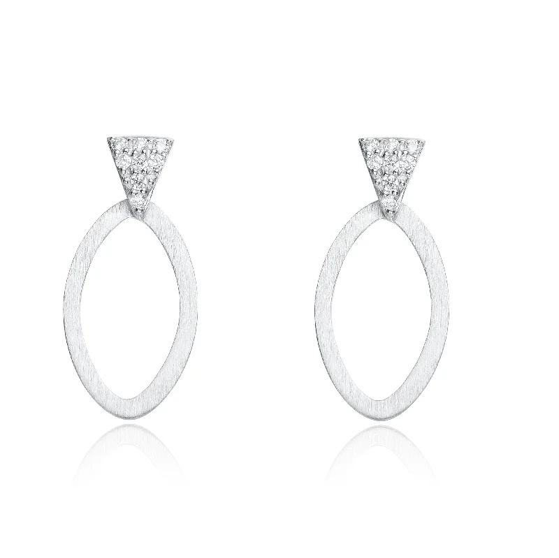 Fashionable earrings for women-Sterling Silver Cubic Zirconia Simple Hoop Earrings