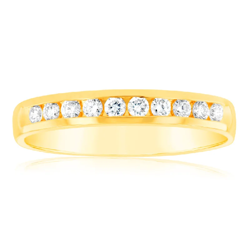 Diamond engagement ring for women-Luminesce Lab Grown Diamond 1/5 Carat Eternity Ring in 9ct Yellow Gold