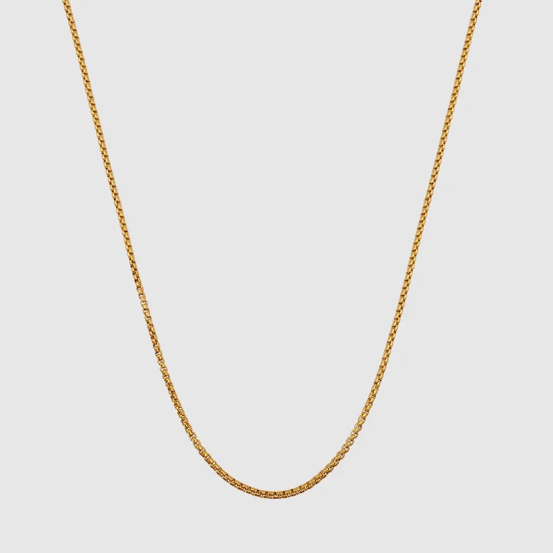 Gift necklace for women-Round Box Chain (Gold) 2mm