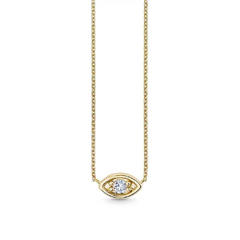 Vintage-inspired necklace for women-Gold & Diamond Large Marquise Eye Necklace