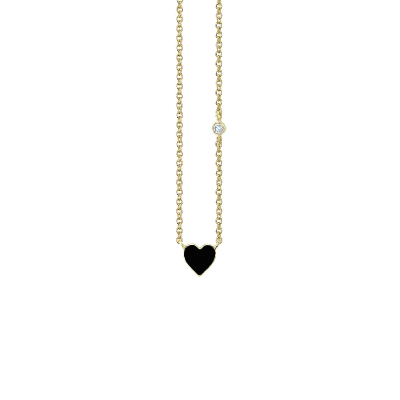 Long necklace for women-Gold & Enamel Mini Heart Necklace