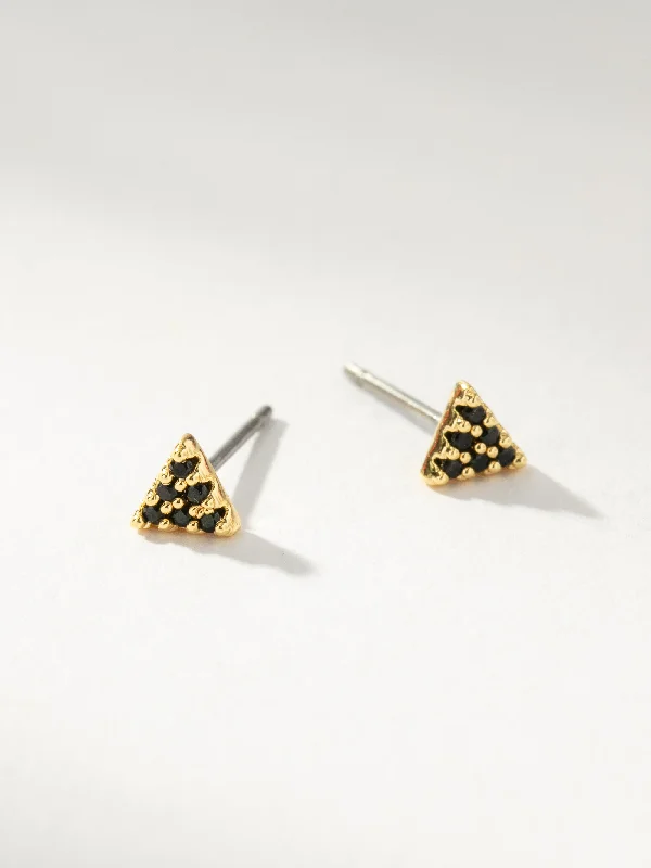 Chandelier earrings for women-Black Beauty Triangle Stud Earrings