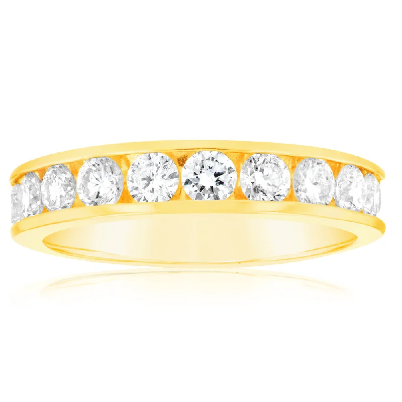 Emerald cut engagement ring for women-Luminesce Lab Grown Diamond 1 Carat Eternity Ring in 9ct Yellow Gold