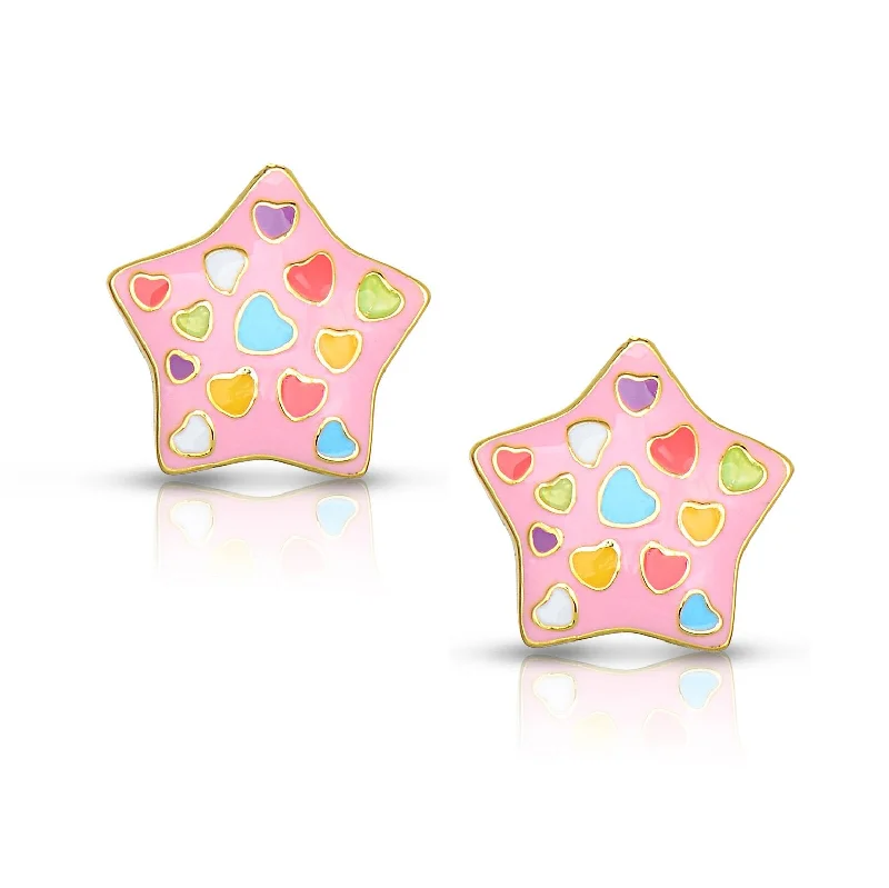 Sapphire earrings for women-Puffed Star Stud Earrings