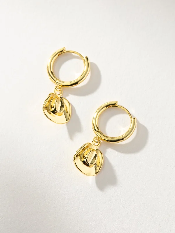 Fancy stud earrings for women-Cowboy Hat Huggies