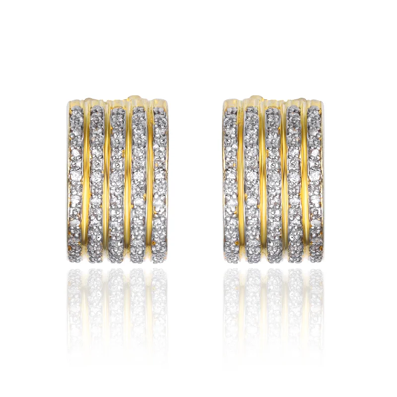 Trendy earrings for women-Gold Overlay Cubic Zirconia Striped Earrings