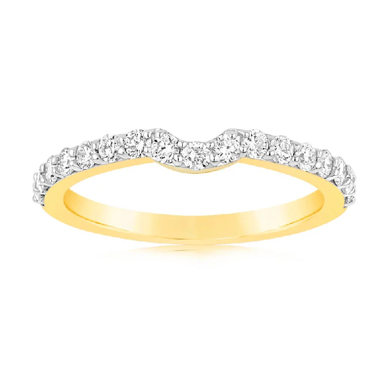 Platinum solitaire engagement ring for women-Luminesce Lab Grown 40pt Diamond Eternity Curve in 18ct Yellow Gold