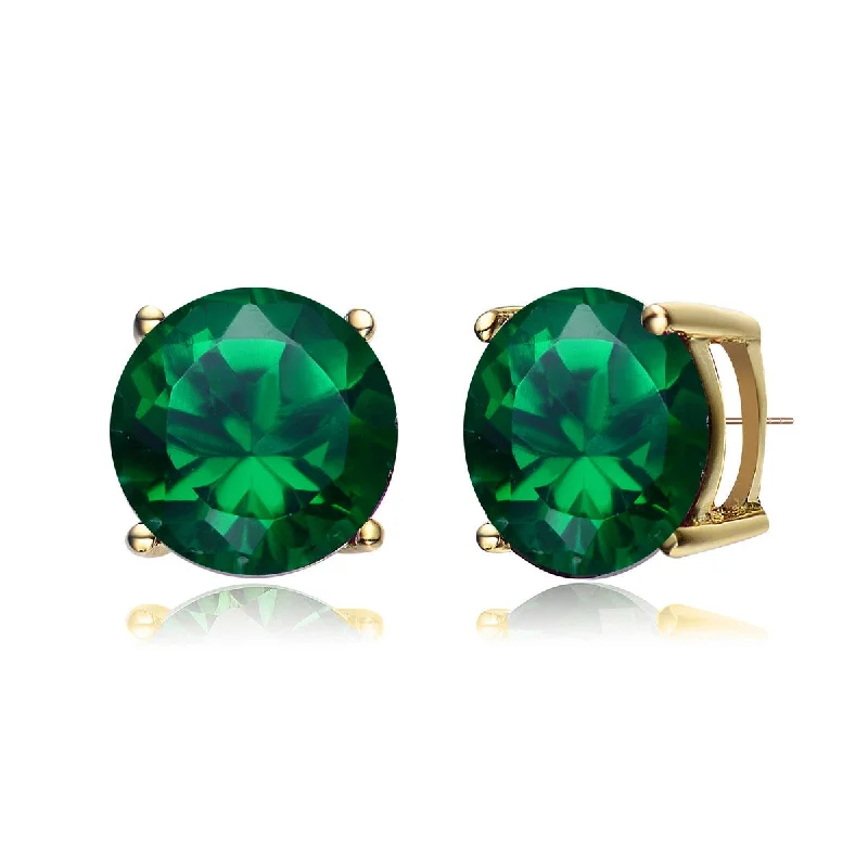 Chunky gold earrings for women-Marie Green Solitaire Stud Earrings