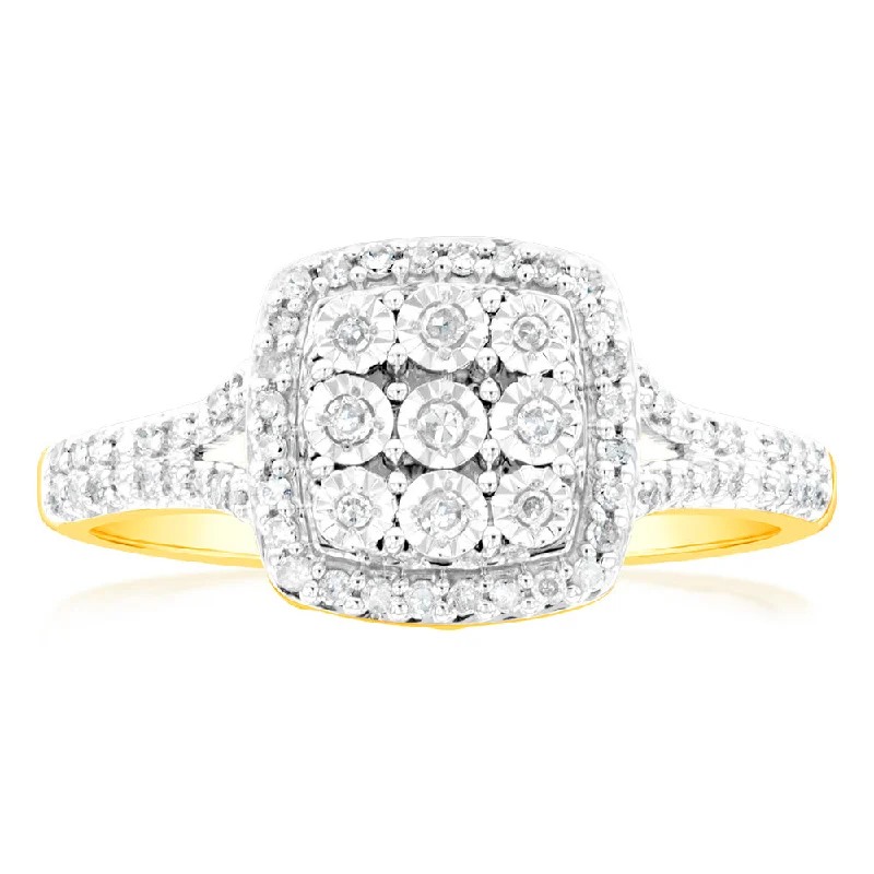 Wedding engagement ring for women-9ct Yellow Gold 1/4 Carat Diamond Dress Ring