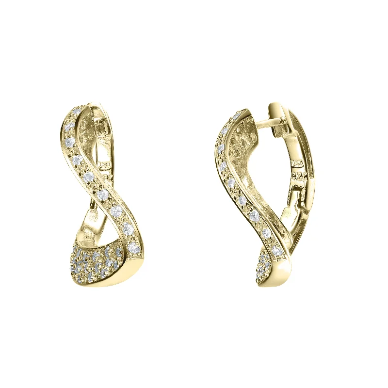 Personalized hoop earrings for women-Gold-Plated Sterling Silver Infinity Cubic Zirconia Earrings