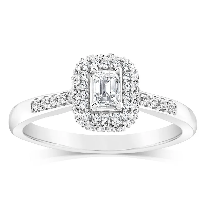 Simple wedding engagement ring for women-9ct White Gold Mix Shaped Ring in 0.40 Carat Natural Diamonds