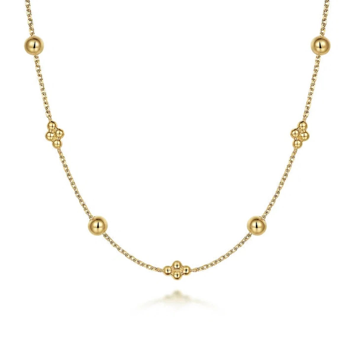 Chain necklace for women-14K Y Gold 17.5" Beaded Cluster Necklace