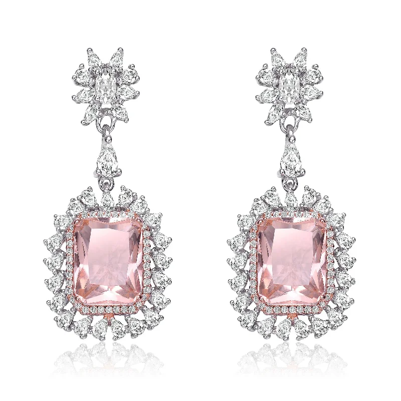 Butterfly earrings for women-Palais Rose Morganite Cushion Drop Limited Edition Earrings