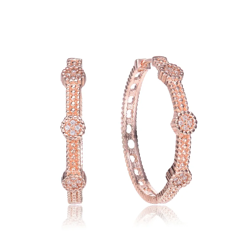 Gold stud earrings for women-CZ Rose Gold Plated Hoop Last Pair Earrings