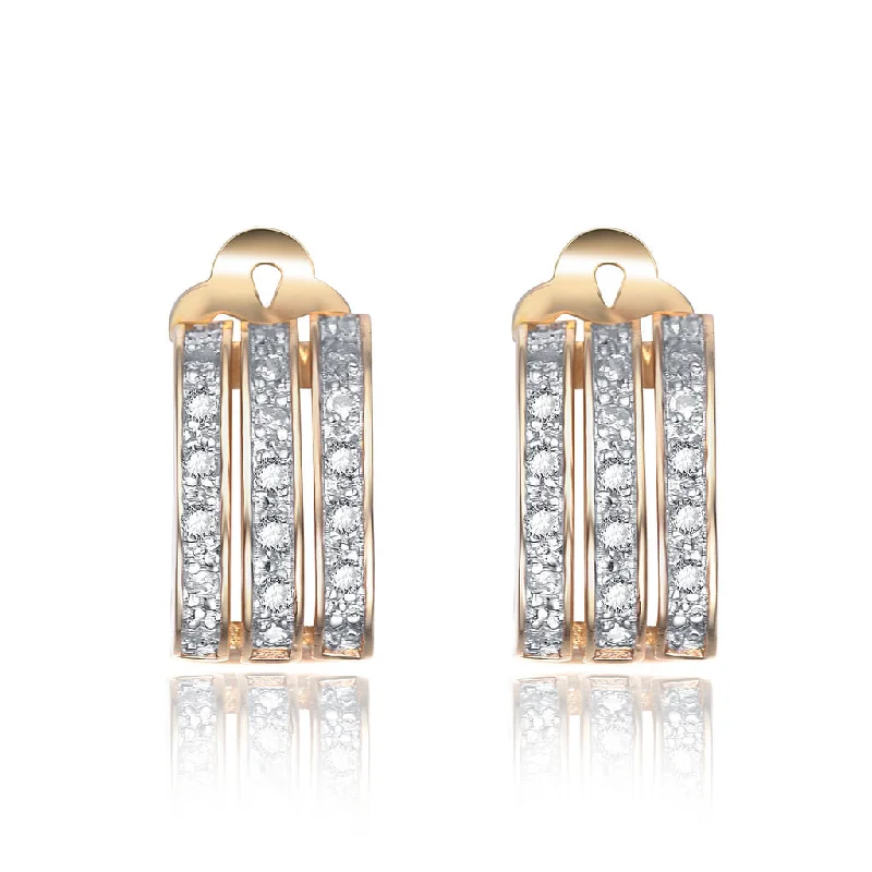 Chandelier earrings for women-Gold-Plated Sterling Silver Earrings with Cubic Zirconia Accents