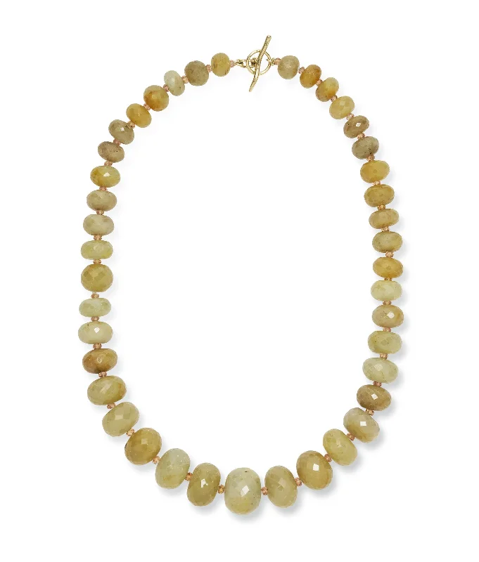 Wedding day necklace for women-Large Graduated Yellow Sapphire & 14k Gold Necklace