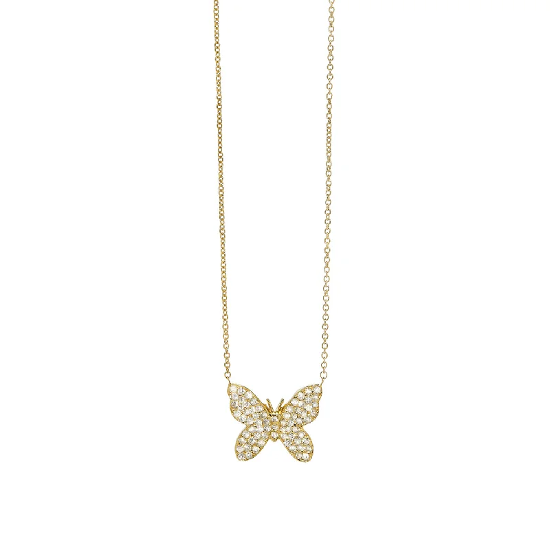 Cross necklace for women-Gold & Diamond Butterfly Necklace