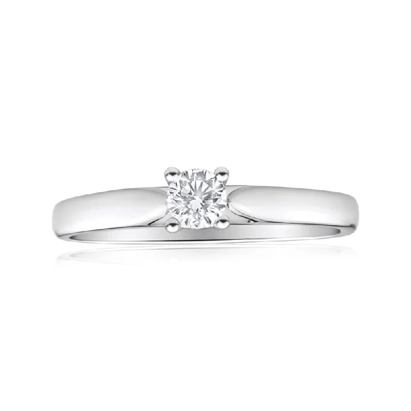 Princess diamond engagement ring for women-9ct White Gold Solitaire Ring With 0.2 Carat Diamond