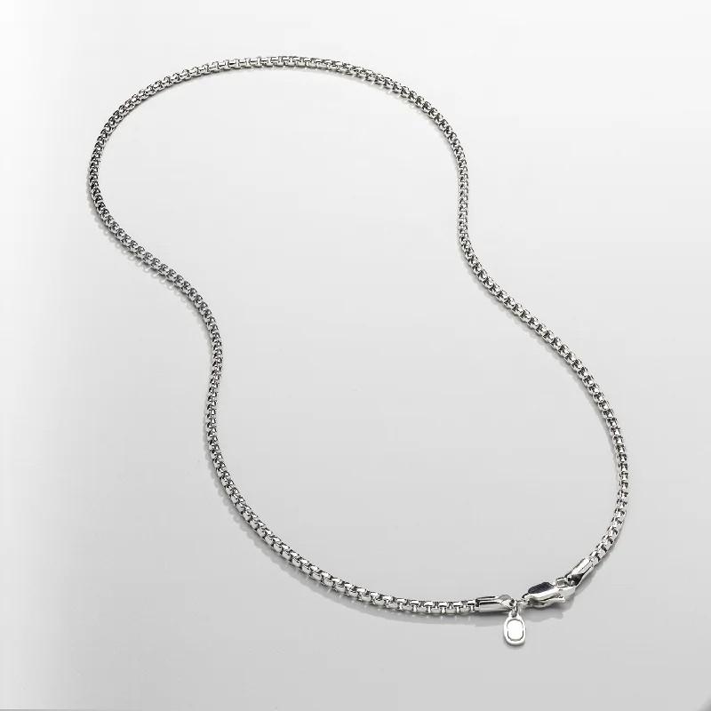 Birthday gift necklace for women-Round Box Chain (Silver) 3mm