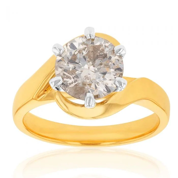 Engagement ring with side stones for women-18ct Yellow Gold 2.00 Carat Australian Diamond Solitaire