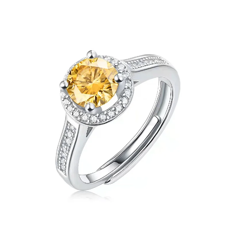 Custom hoop earrings for women-Théa Yellow & White Lab Created Moissanite Adjustable Ring