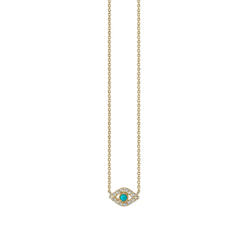 Infinity necklace for women-Gold & Diamond Mini Bezel Eye Necklace