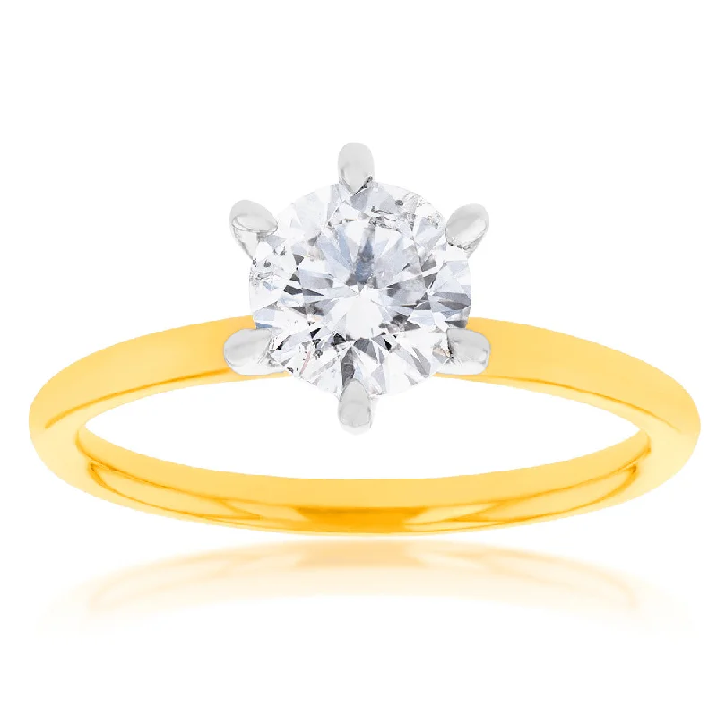 Gold diamond engagement ring for women-18ct Yellow Gold 1.00 Carat Diamond Solitaire Ring