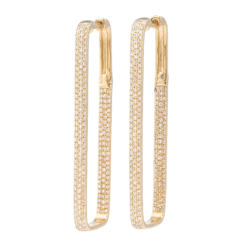 Art deco earrings for women-Inside Out Rectangle Hoops