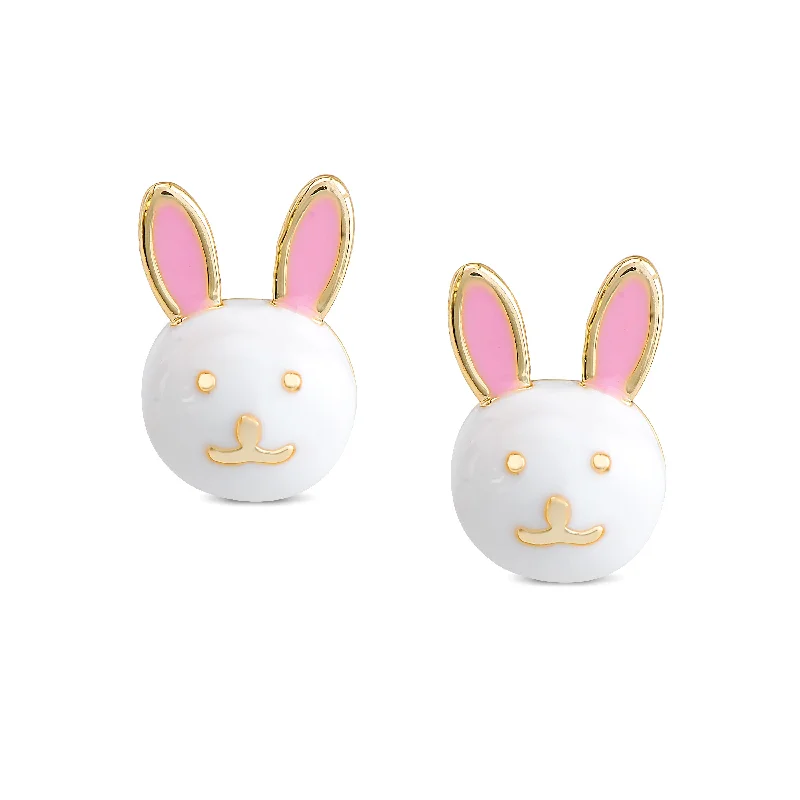 Chunky gold earrings for women-Bunny Rabbit Stud Earrings