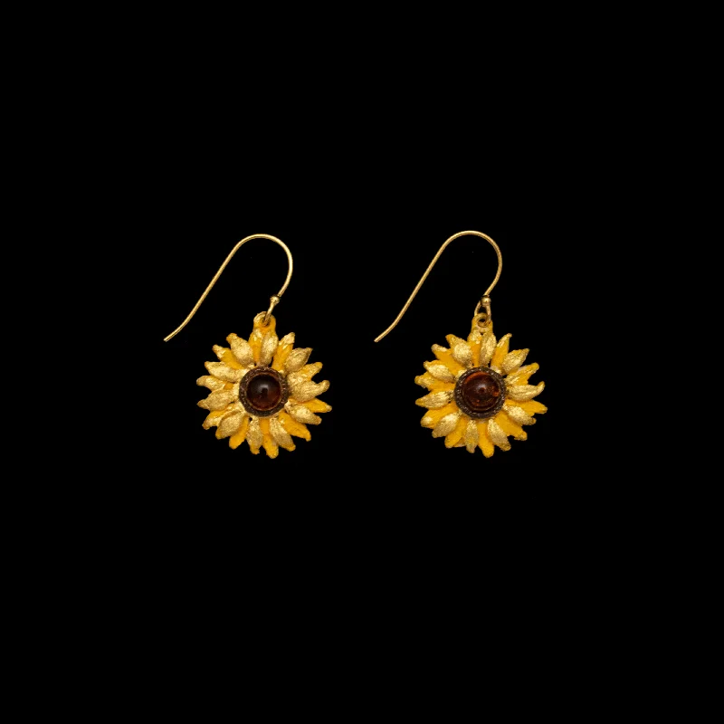 Birthstone hoop earrings for women-Van Gogh Sunflower Wire Earrings - Web Exclusive