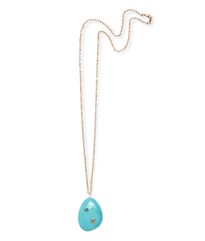 Birthday gift necklace for women-Sleeping Beauty Turquoise & 14K Gold Pendant Necklace